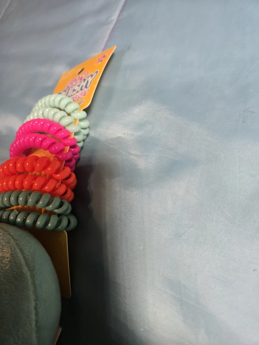 Kids Coil Hair Tie Set with Mint Owl Plush